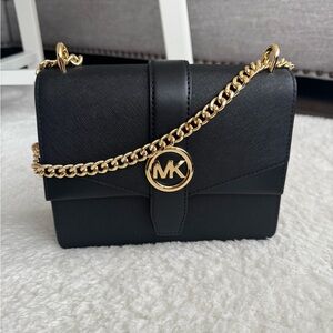 Michael Kors Black Crossbody Bag with Gold Chain